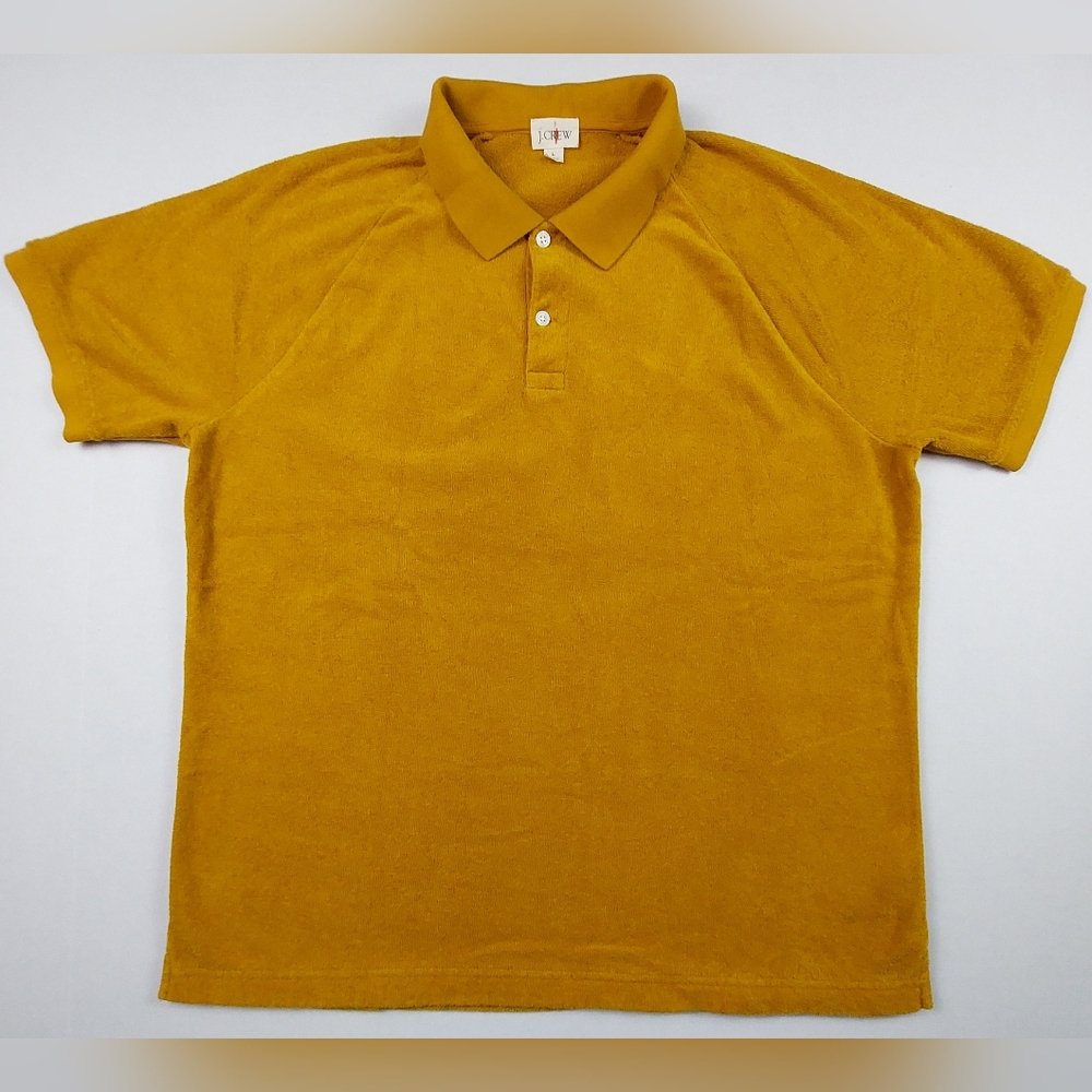 J Crew Raglan-Sleeve Terry Polo Shirt Oarsman Mens Size Large Orange Style BN384